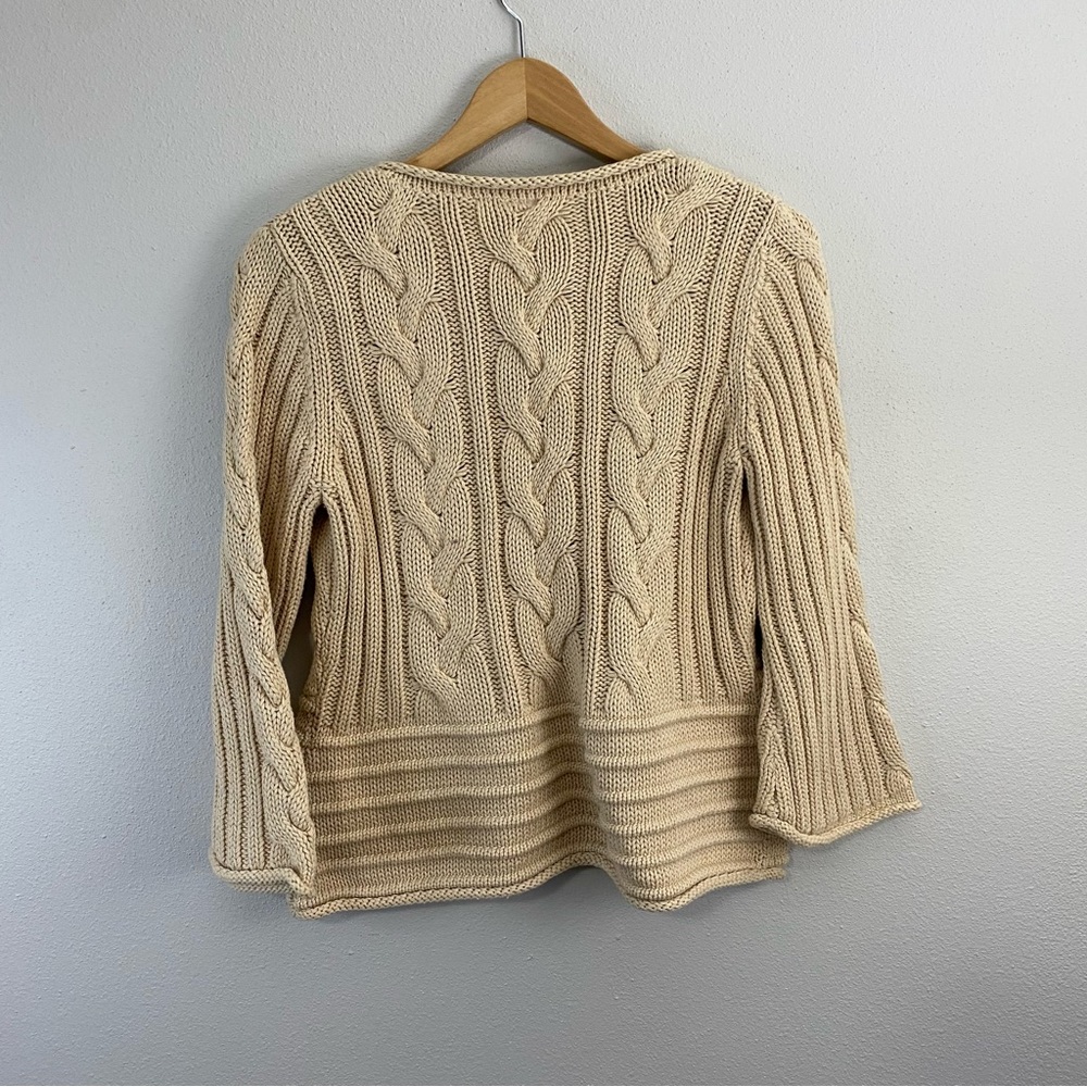 Jillian Nicole Knit Cable Knit Cardigan Tan/Beige Women’s Small Fisherman - Picture 4 of 6